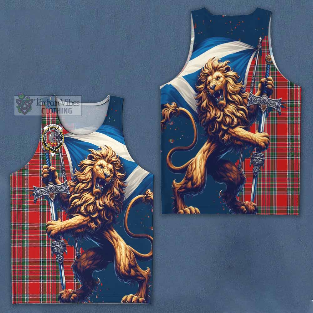 MacBean (MacBain) Tartan Family Crest Men's Tank Top with Scottish Majestic Lion - Tartan Vibes Clothing