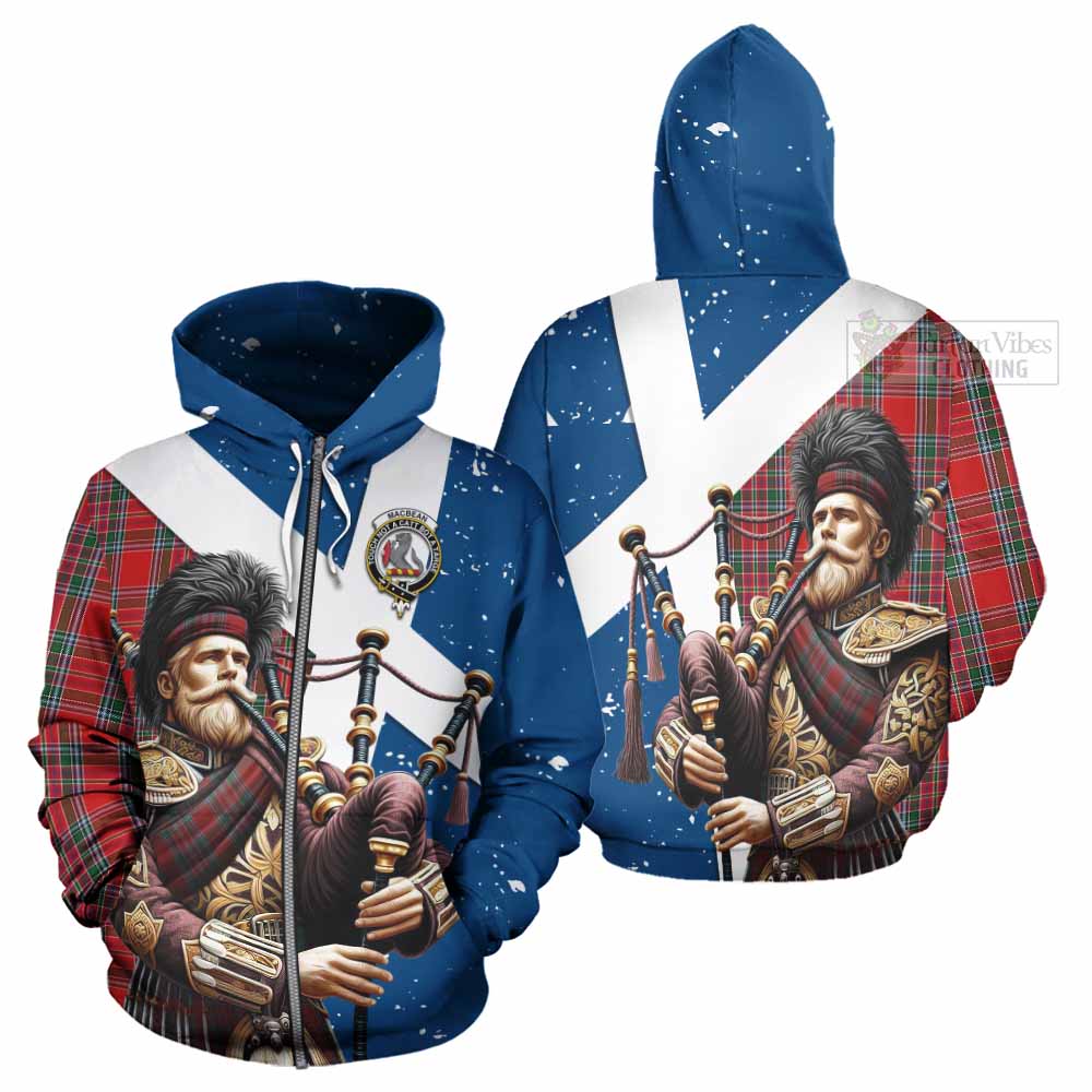 MacBean (MacBain) Tartan Hoodie with Family Crest Scottish Bagpiper Vibes - Tartan Vibes Clothing