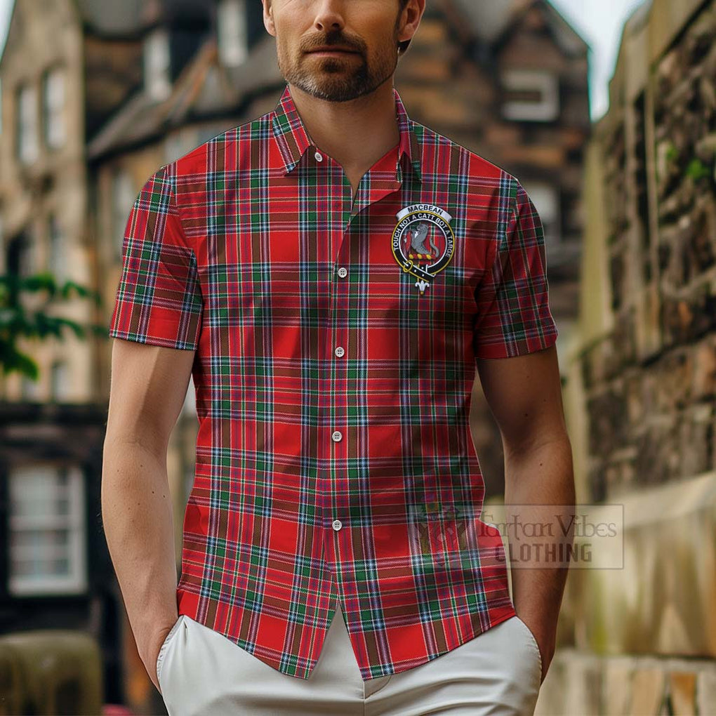 MacBean (MacBain) Tartan Hawaiian Shirt with Family Crest Celtic Skull Style - Tartan Vibes Clothing