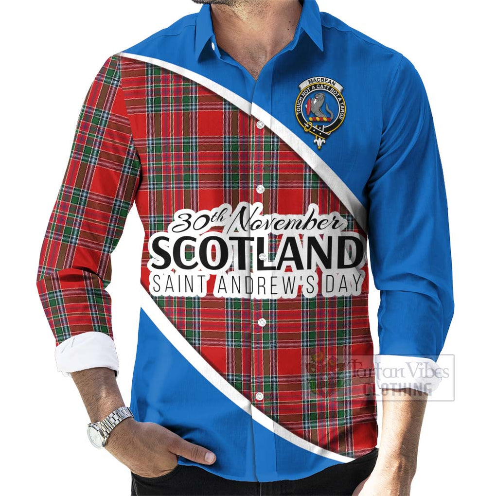 MacBean (MacBain) Family Crest Tartan Long Sleeve Button Shirt Celebrate Saint Andrew's Day in Style - Tartan Vibes Clothing