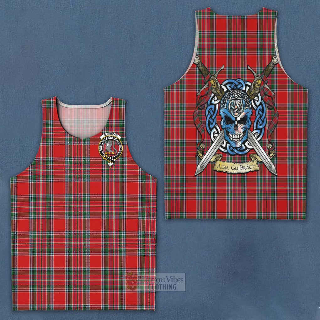 MacBean (MacBain) Tartan Men's Tank Top with Family Crest Celtic Skull Style - Tartan Vibes Clothing