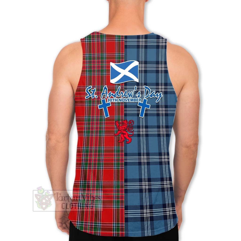 MacBean (MacBain) Tartan Men's Tank Top Happy St. Andrew's Day Half Tartan Style - Tartan Vibes Clothing