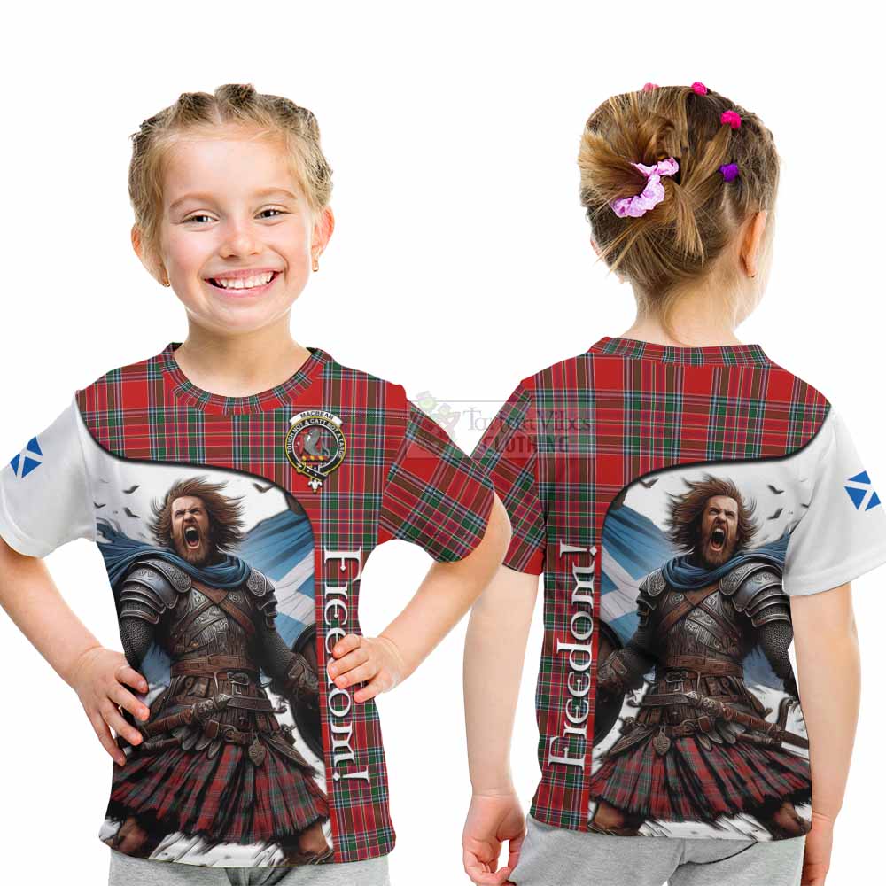 MacBean (MacBain) Crest Tartan Kid T-Shirt Inspired by the Freedom of Scottish Warrior - Tartan Vibes Clothing