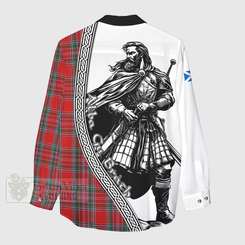 MacBean (MacBain) Tartan Clan Crest Women's Casual Shirt with Highlander Warrior Celtic Style - Tartan Vibes Clothing