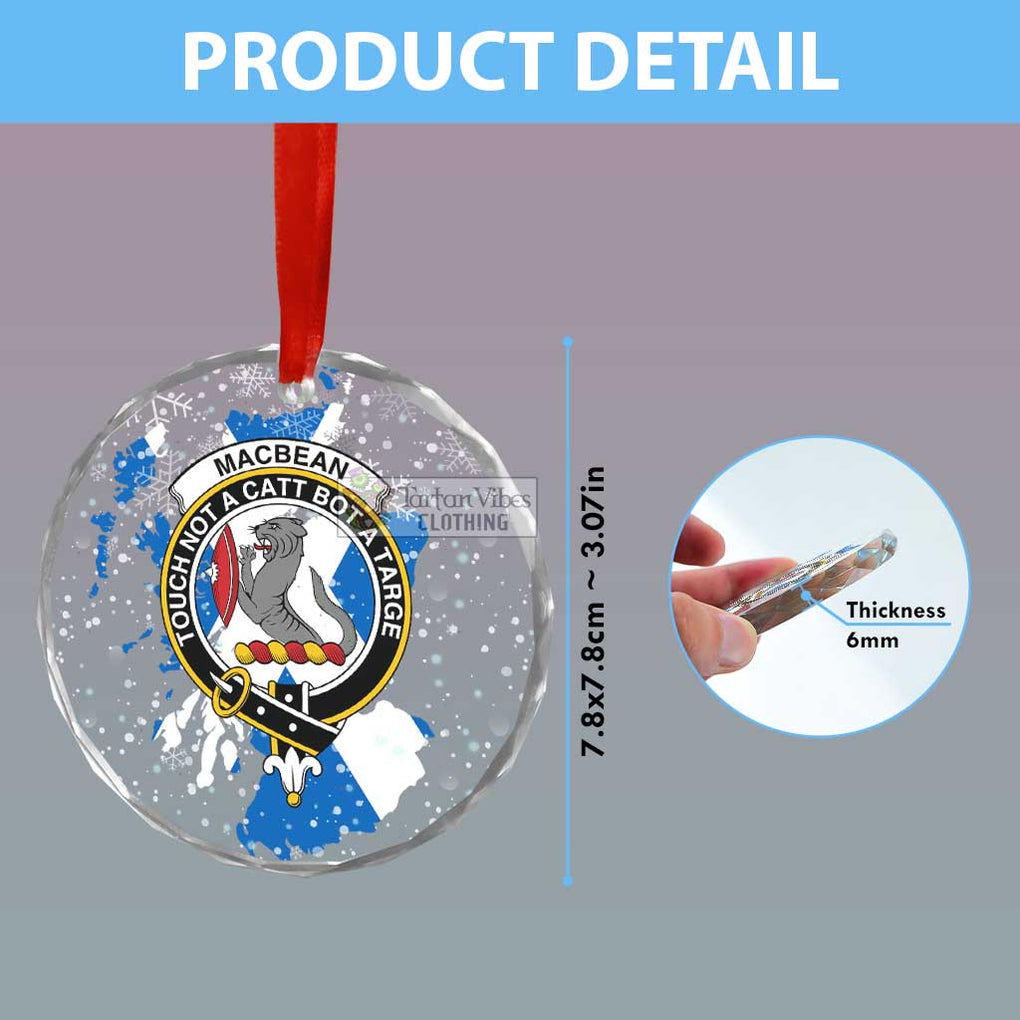 MacBean (MacBain) Clan Crest Christmas Glass Ornament with Scotland Map - 2D-tartanvibesclothing