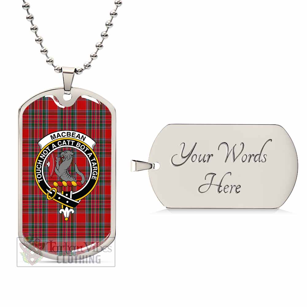 MacBean (MacBain) Tartan Dog Tag Necklace with Family Crest Silver Yes - Tartan Vibes Clothing