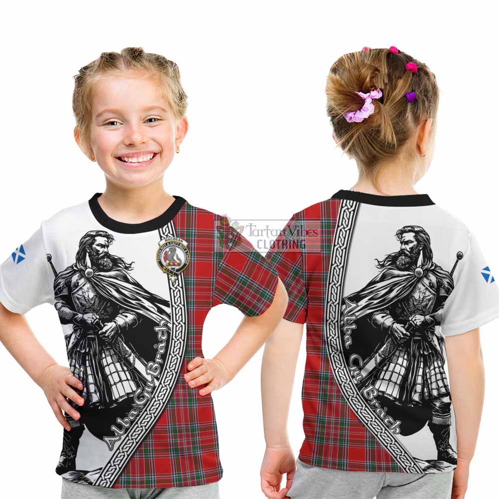 MacBean (MacBain) Tartan Clan Crest Kid T-Shirt with Highlander Warrior Celtic Style - Tartan Vibes Clothing