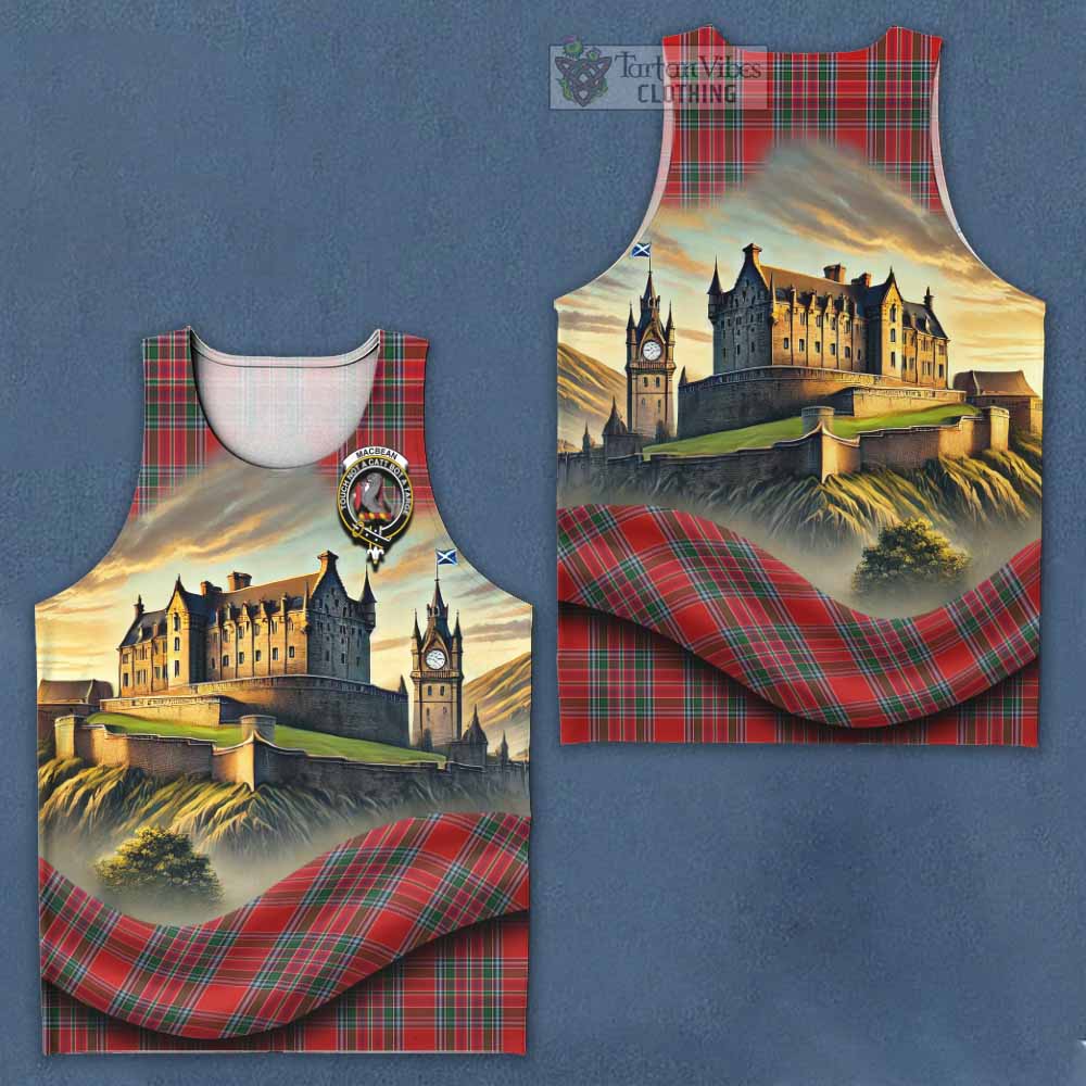 MacBean (MacBain) Tartan Family Crest Men's Tank Top with Scottish Ancient Castle Style - Tartan Vibes Clothing