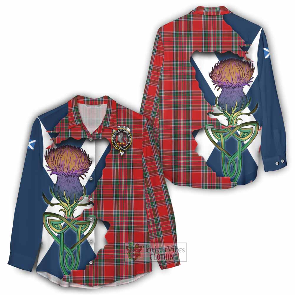 MacBean (MacBain) Tartan Family Crest Women's Casual Shirt Scottish Thistle Celtic Inspired - Tartan Vibes Clothing