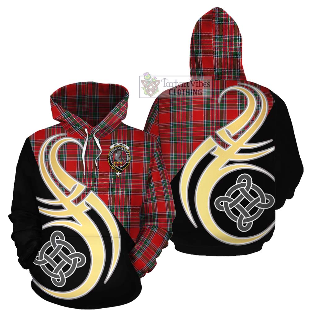 MacBean (MacBain) Tartan Cotton Hoodie with Family Crest and Celtic Symbol Style Zip Hoodie - Tartan Vibes Clothing