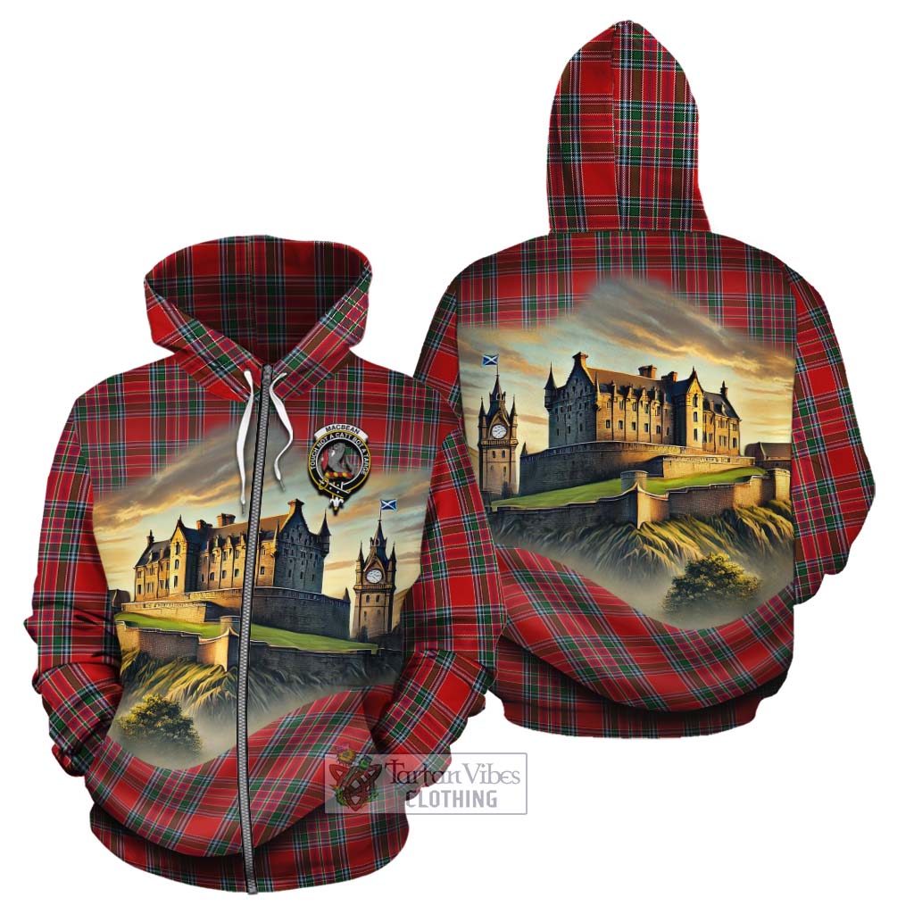 MacBean (MacBain) Tartan Family Crest Cotton Hoodie with Scottish Ancient Castle Style Zip Hoodie - Tartan Vibes Clothing