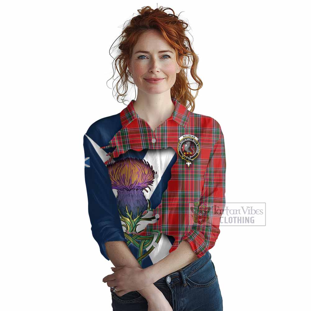 MacBean (MacBain) Tartan Family Crest Women's Casual Shirt Scottish Thistle Celtic Inspired - Tartan Vibes Clothing