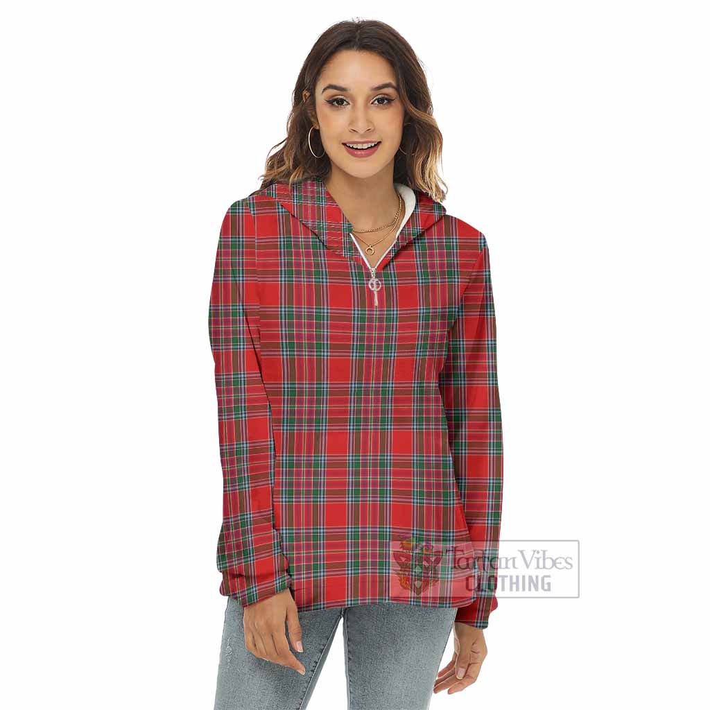 MacBean (MacBain) Tartan Women's Borg Fleece Hoodie with Half Zip - Tartan Vibes Clothing