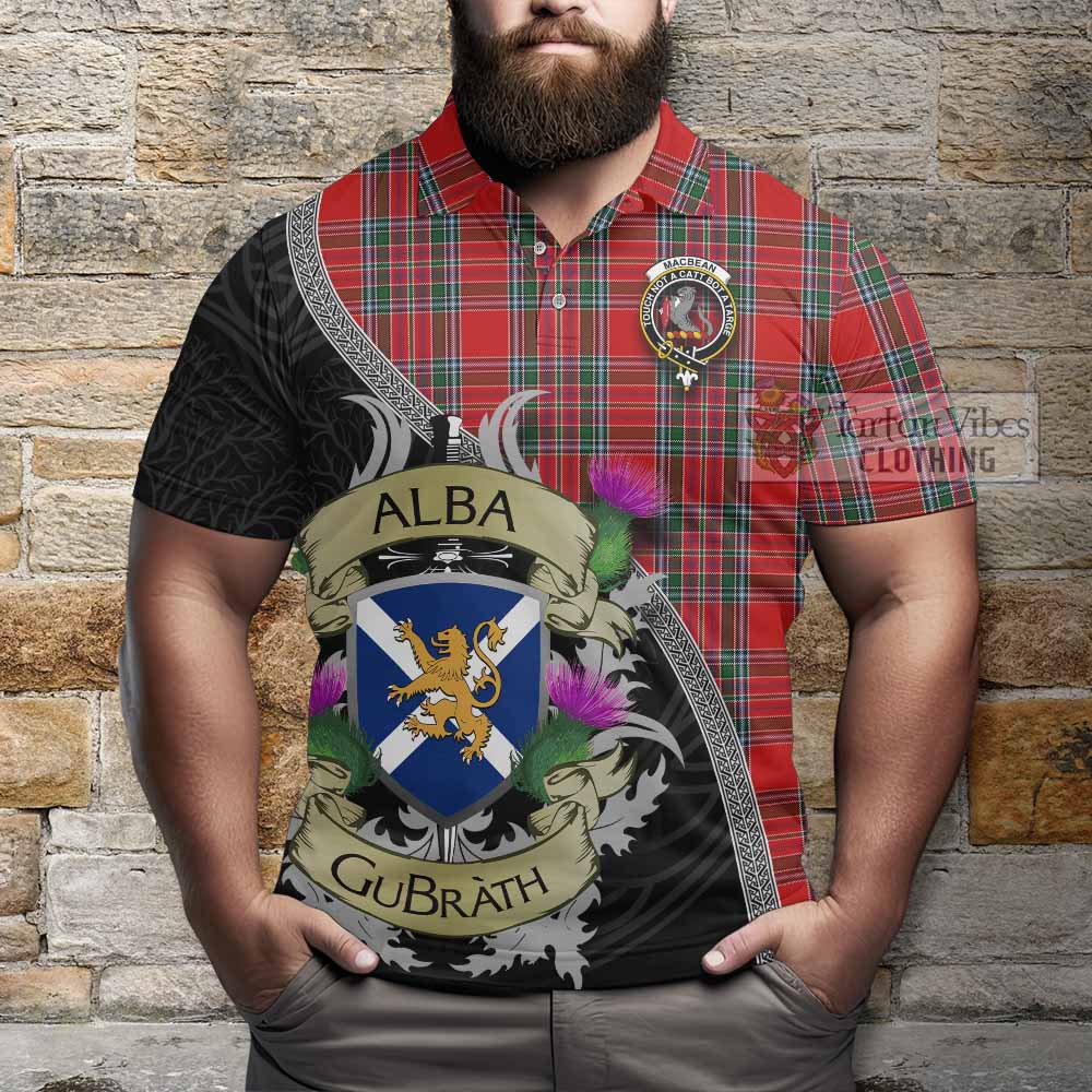 MacBean (MacBain) Tartan Family Crest Polo Shirt Lion Rampant Royal Thistle Shield Celtic Inspired - Tartan Vibes Clothing