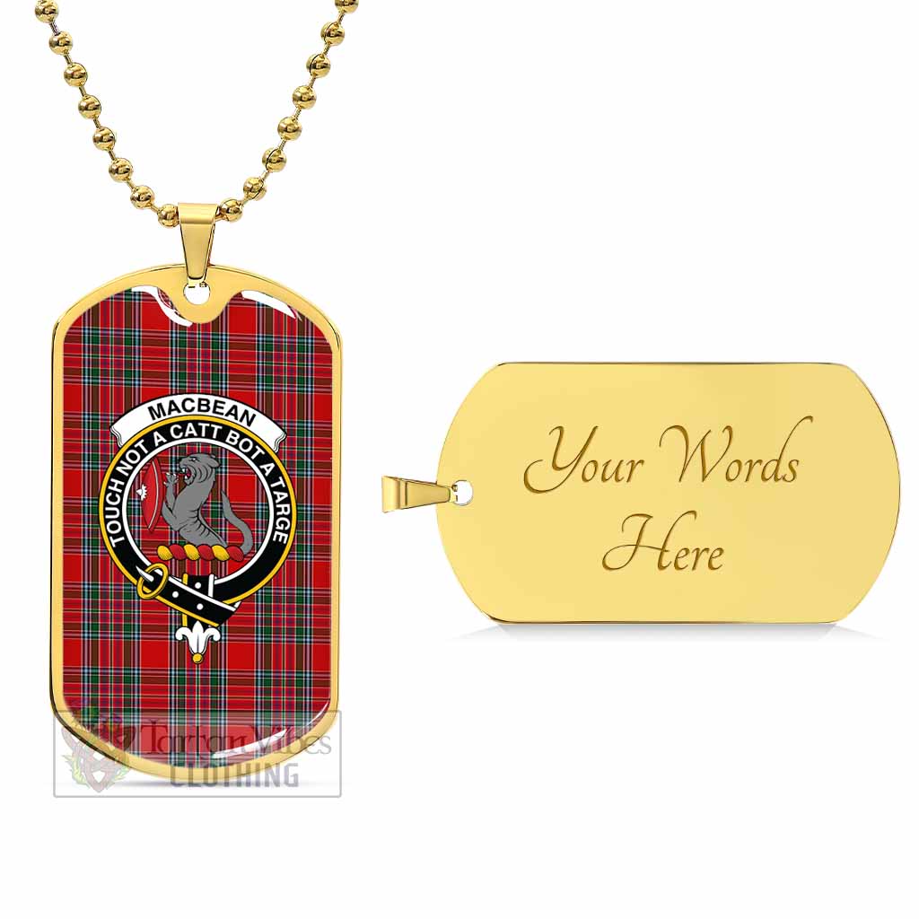 MacBean (MacBain) Tartan Dog Tag Necklace with Family Crest Gold Yes - Tartan Vibes Clothing