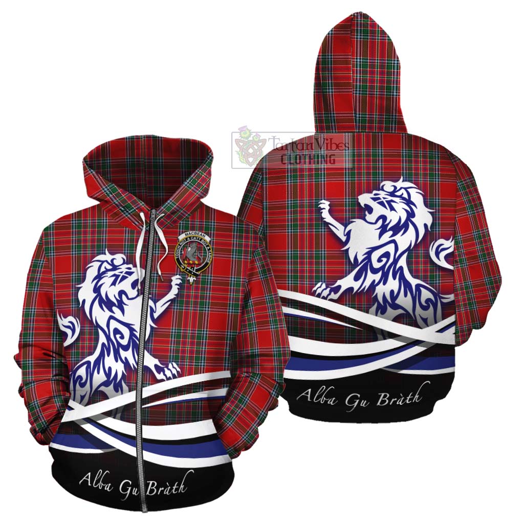 MacBean (MacBain) Tartan Cotton Hoodie with Alba Gu Brath Regal Lion Emblem - Tartan Vibes Clothing