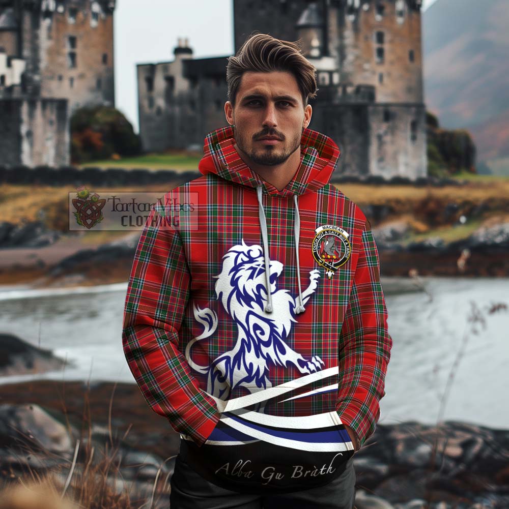 MacBean (MacBain) Tartan Cotton Hoodie with Alba Gu Brath Regal Lion Emblem - Tartan Vibes Clothing