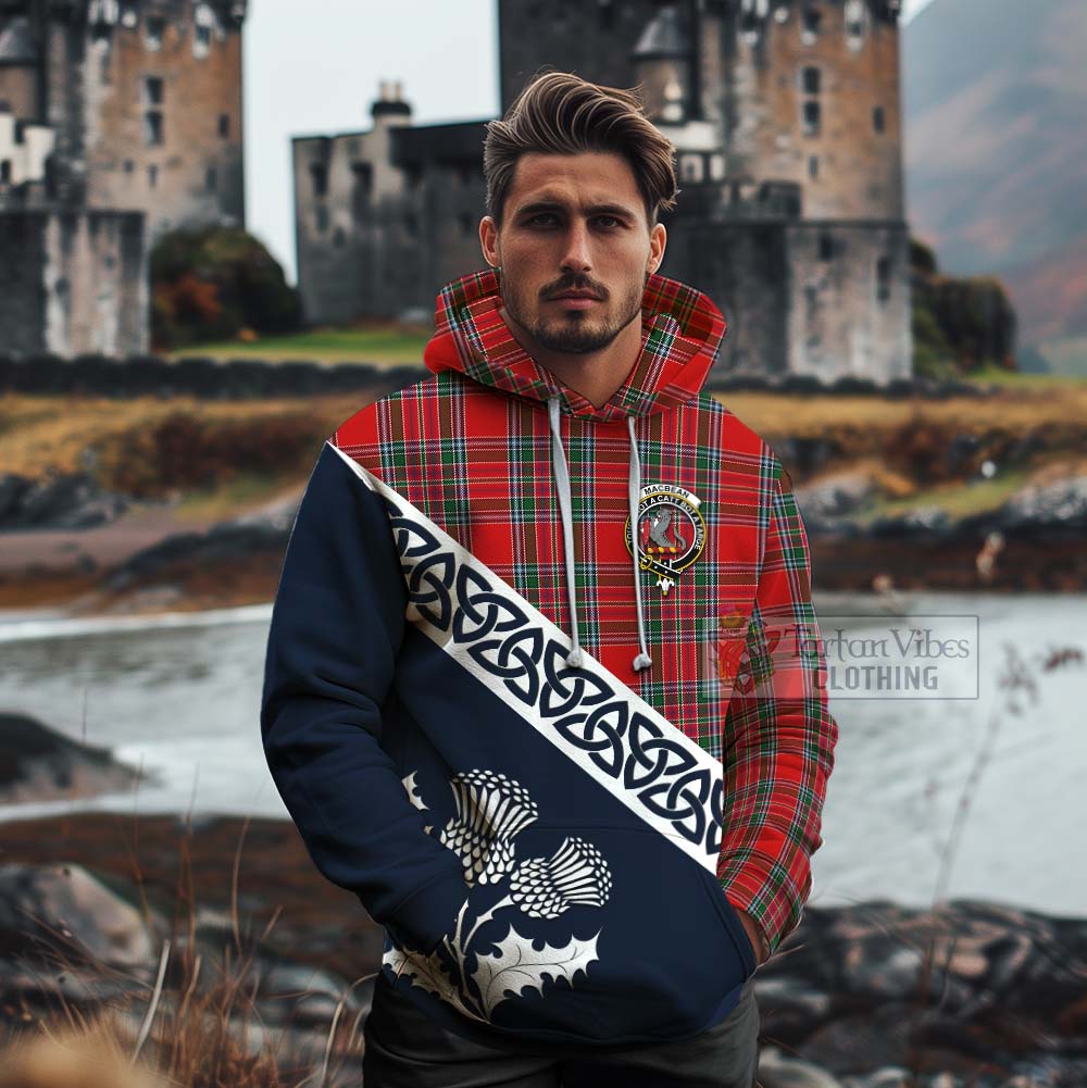 MacBean (MacBain) Tartan Cotton Hoodie Featuring Thistle and Scotland Map - Tartan Vibes Clothing