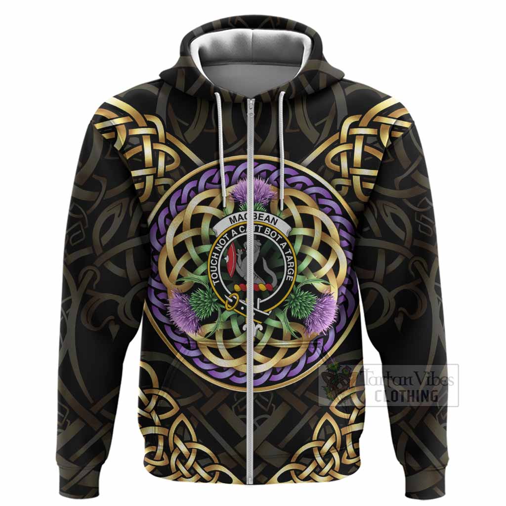 MacBean (MacBain) Clan Crest Hoodie Celtic Scottish Thistle Zip Hoodie - Tartan Vibes Clothing