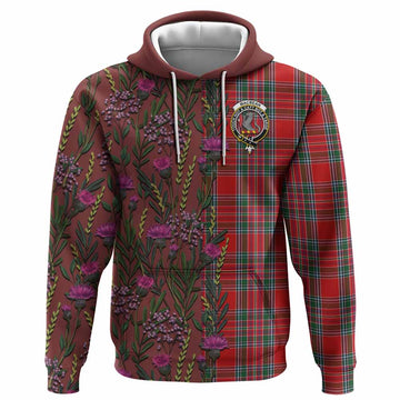 MacBean (MacBain) Family Crest Tartan Hoodie Scottish Thistle Flower Pattern Half Style - Tartan Vibes Clothing
