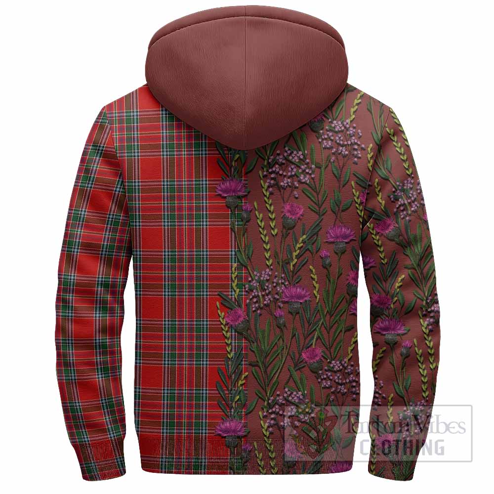 MacBean (MacBain) Family Crest Tartan Sherpa Hoodie Scottish Thistle Flower Pattern Half Style - Tartan Vibes Clothing