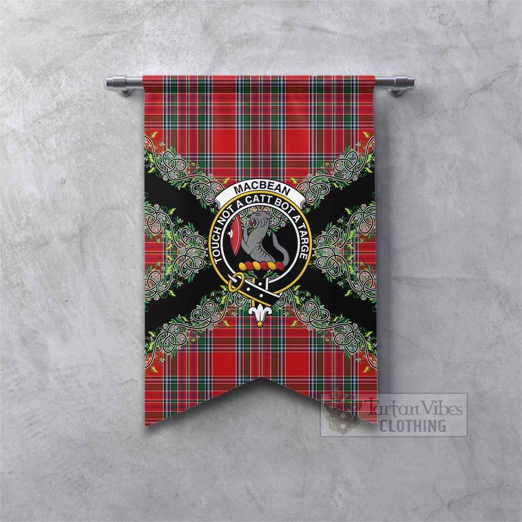 MacBean (MacBain) Scottish Tartan Crest Gonfalon Thistle Celtic Knotwork Heritage Art Fishtail - Tartan Vibes Clothing