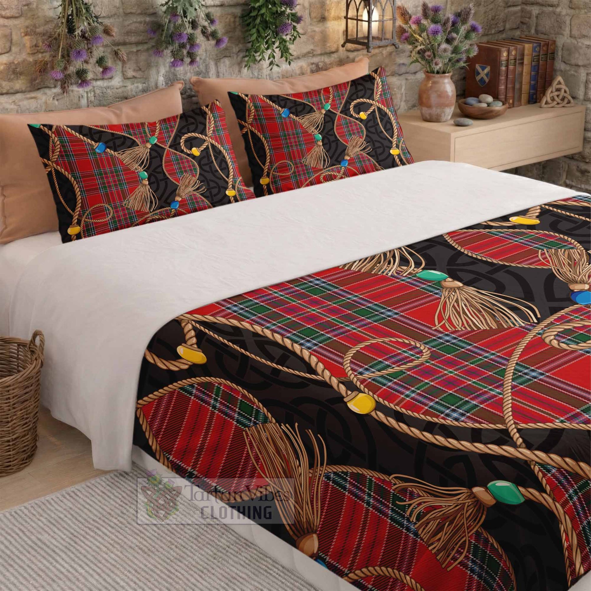 MacBean (MacBain) Scottish Tartan Twisted Ropes Stylized Bedding Set - Tartan Vibes Clothing