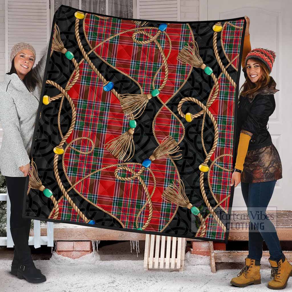MacBean (MacBain) Scottish Tartan Twisted Ropes Stylized Premium Quilt - Tartan Vibes Clothing