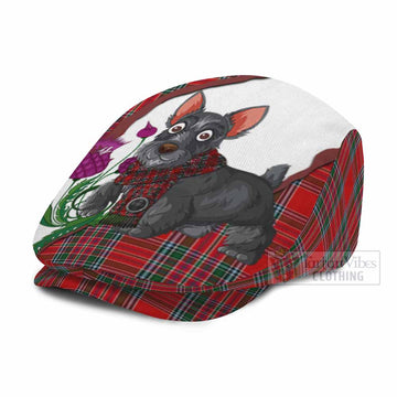 MacBean (MacBain) Scottish Terrier Tartan Flat Cap, Jeff Cap Thistle Heritage Art