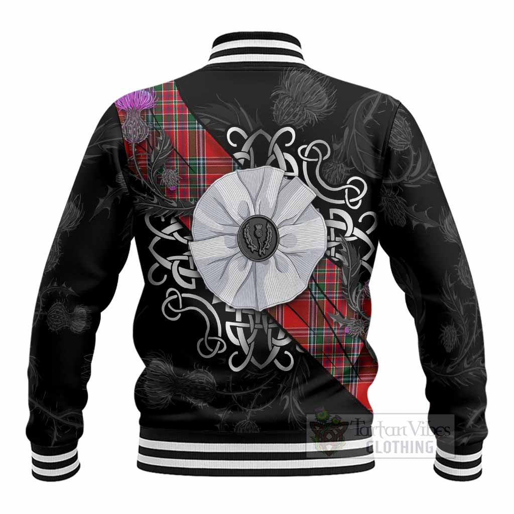 MacBean (MacBain) Tartan Baseball Jacket Jacobite White Rose - Tartan Vibes Clothing