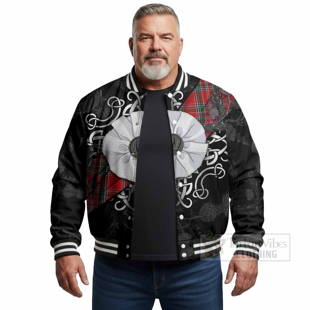 MacBean (MacBain) Tartan Baseball Jacket Jacobite White Rose - Tartan Vibes Clothing