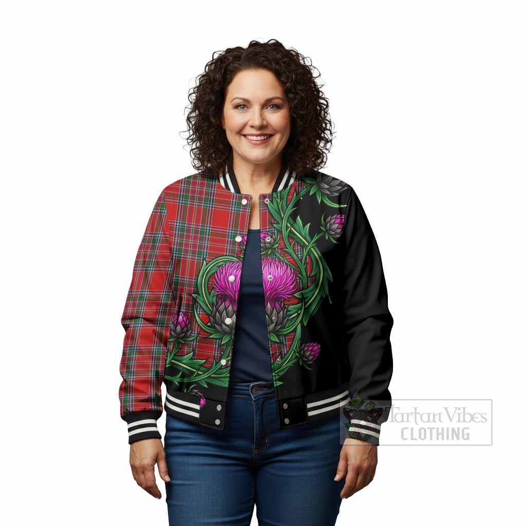 MacBean (MacBain) Tartan Baseball Jacket Resilient Scottish Thistle - Tartan Vibes Clothing