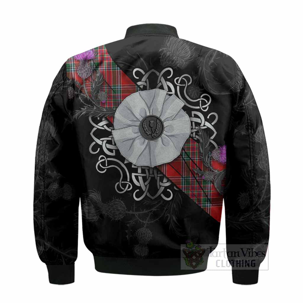 MacBean (MacBain) Tartan Bomber Jacket Jacobite White Rose - Tartan Vibes Clothing