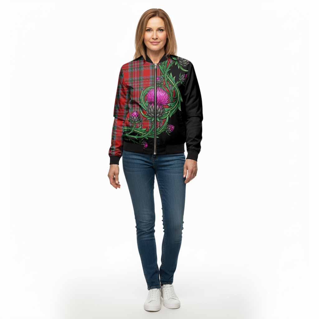 MacBean (MacBain) Tartan Bomber Jacket Resilient Scottish Thistle - Tartan Vibes Clothing