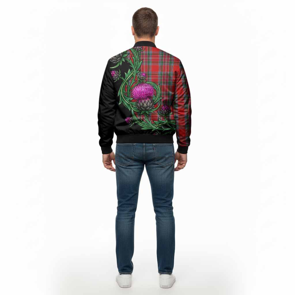 MacBean (MacBain) Tartan Bomber Jacket Resilient Scottish Thistle - Tartan Vibes Clothing