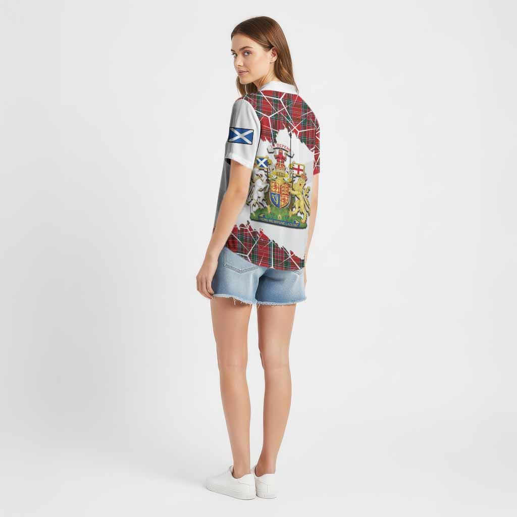 MacBean (MacBain) Tartan Cotton Hawaiian Shirt with Family Crest and Lion Rampant Grunge Style