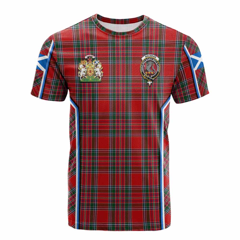 MacBean (MacBain) Tartan Crest Cotton T-shirt Scotland Coat of Arm Flag Style - Tartan Vibes Clothing