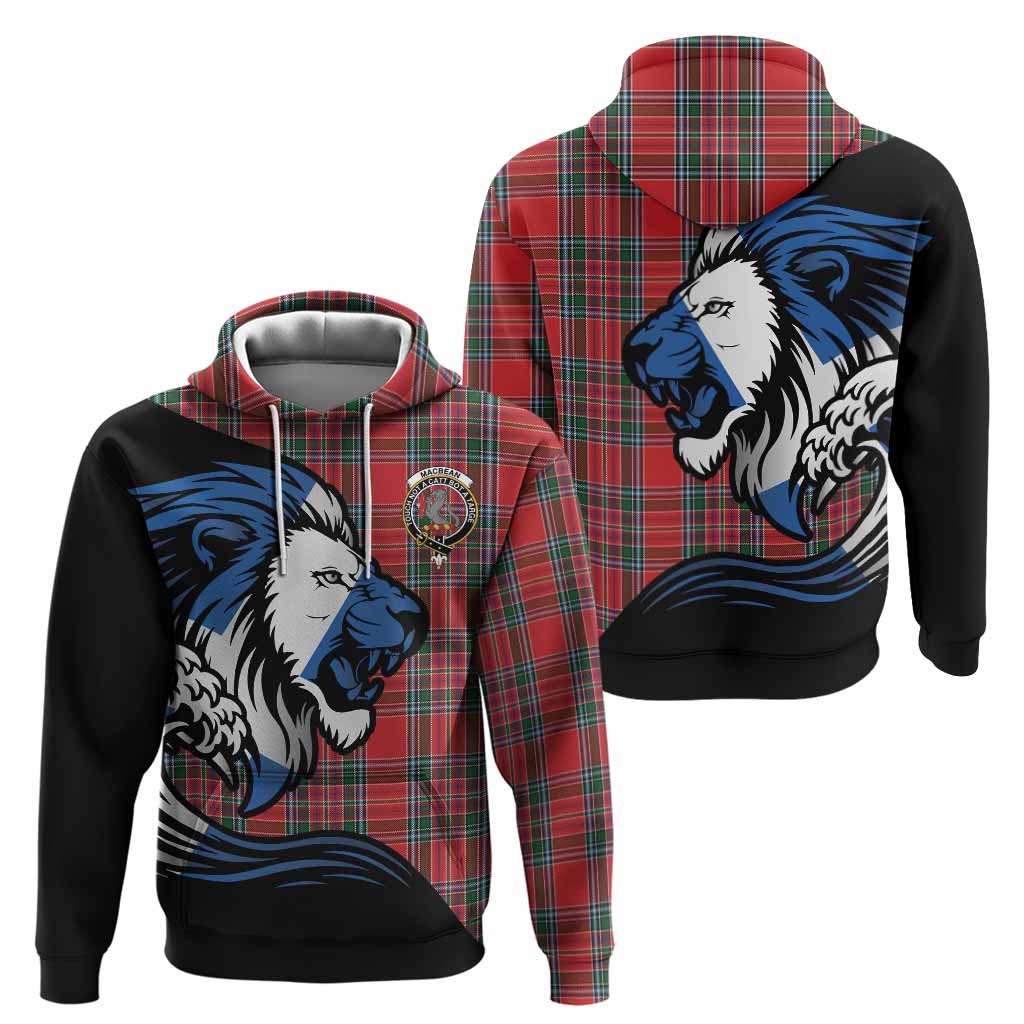 MacBean (MacBain) Tartan Crest Hoodie Scottish Golden Lions Wave Flow
