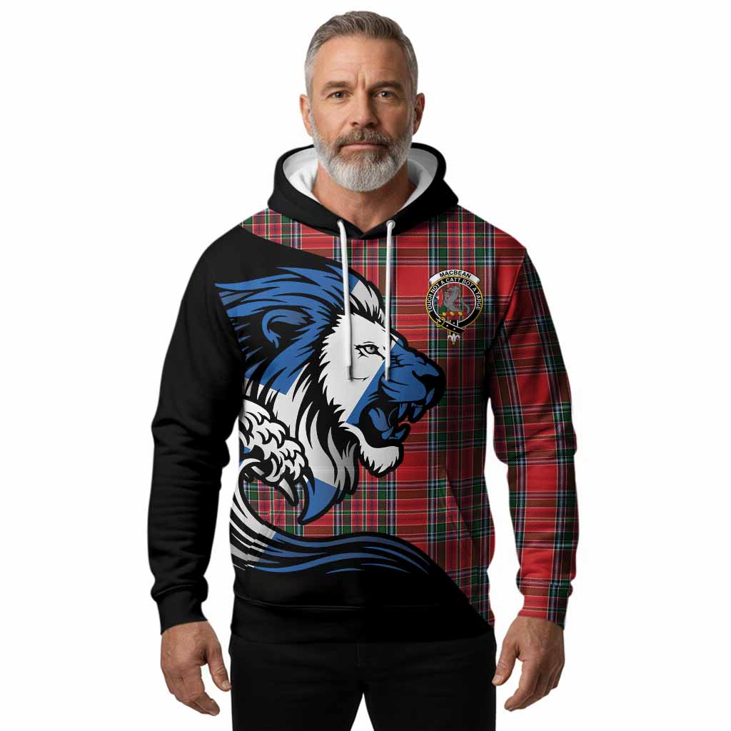 MacBean (MacBain) Tartan Crest Hoodie Scottish Golden Lions Wave Flow