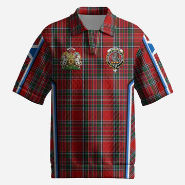 MacBean (MacBain) Tartan Crest Men’s Polo Sweater Top Scotland Coat of Arm Flag Style