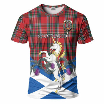 MacBean (MacBain) Tartan Crest T-Shirt Scottish Unicorn With Thistle Kid's Shirt - Tartan Vibes Clothing