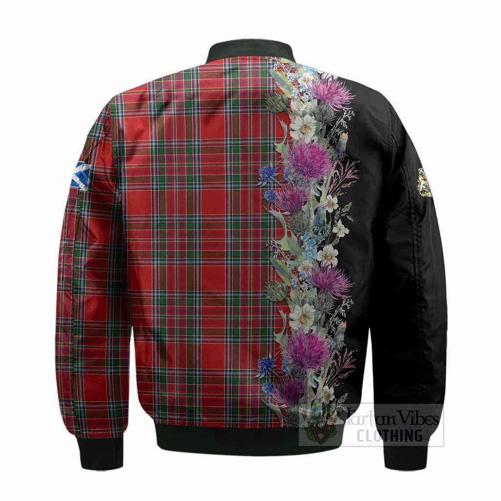 MacBean (MacBain) Tartan Crest Thistle Floral Bomber Jacket - Tartan Vibes Clothing