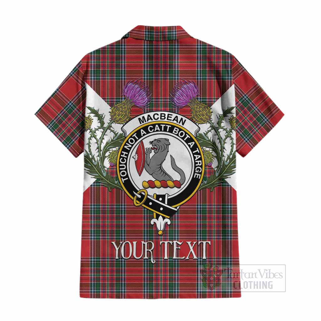 MacBean (MacBain) Tartan Family Crest Cotton Hawaiian Shirt Scottish Burns Night Thistle Floral