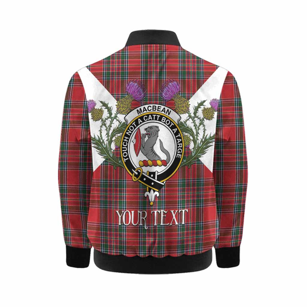 MacBean (MacBain) Tartan Family Crest Kid Bomber Jacket Scottish Burns Night Thistle Floral