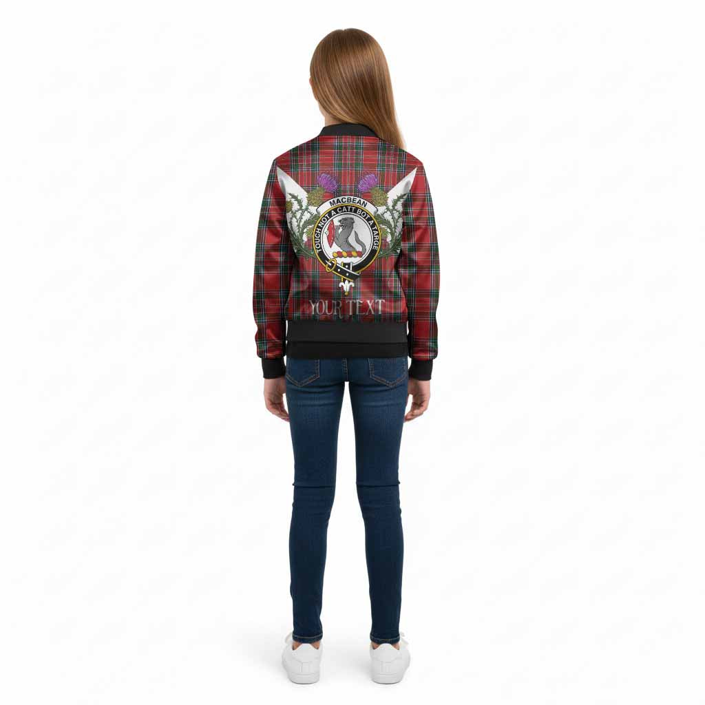 MacBean (MacBain) Tartan Family Crest Kid Bomber Jacket Scottish Burns Night Thistle Floral
