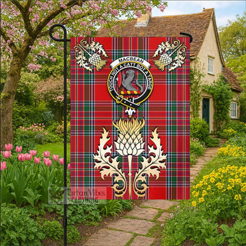 MacBean (MacBain) Tartan Garden Flag with Golden Regal Scottish Thistle Emblem - Tartan Vibes Clothing
