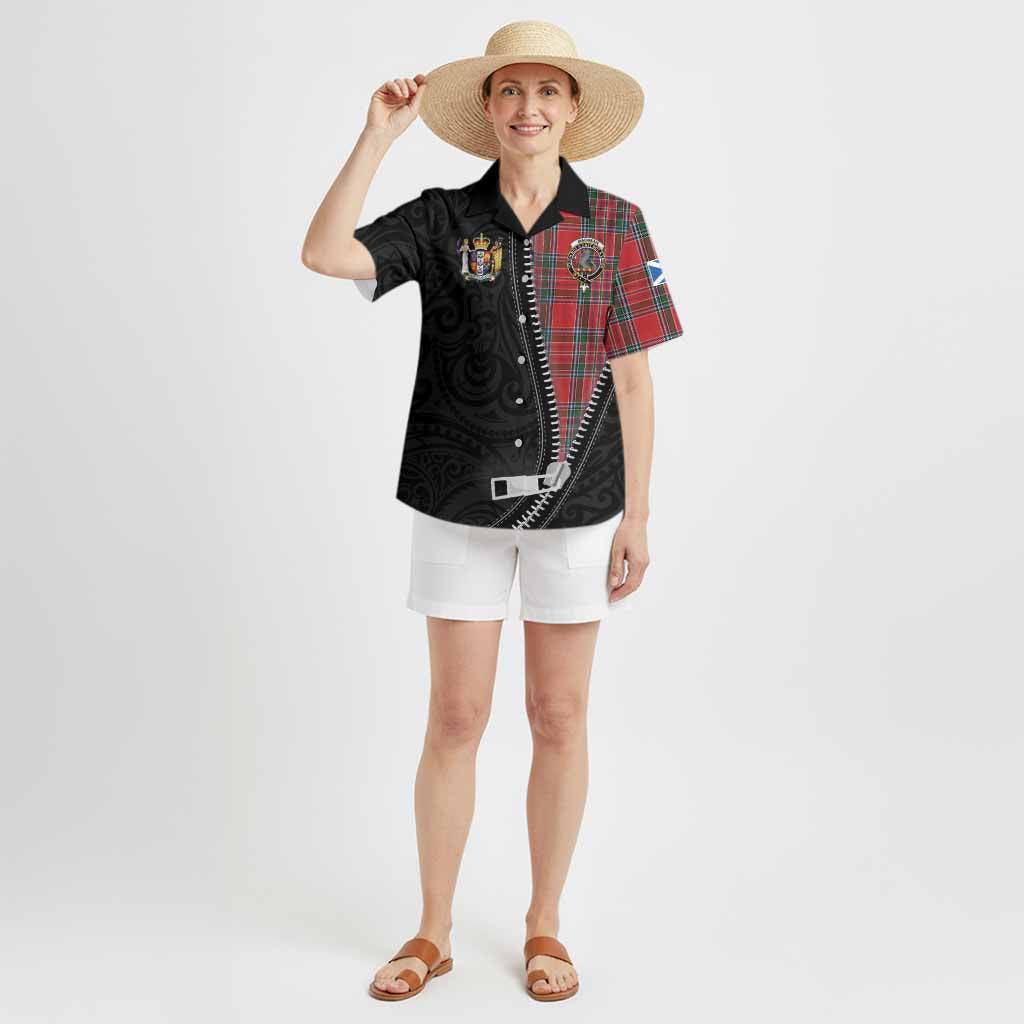 MacBean (MacBain) Tartan Hawaiian Shirt New Zealand Pattern Unique Zipper Stylized