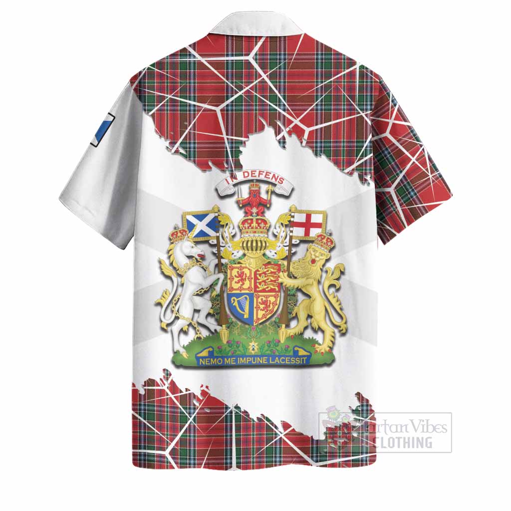 MacBean (MacBain) Tartan Hawaiian Shirt with Family Crest and Lion Rampant Grunge Style