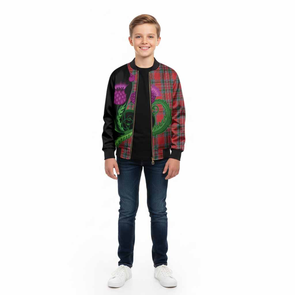 MacBean (MacBain) Tartan Kid Bomber Jacket Traditional Scottish Thistle - Tartan Vibes Clothing