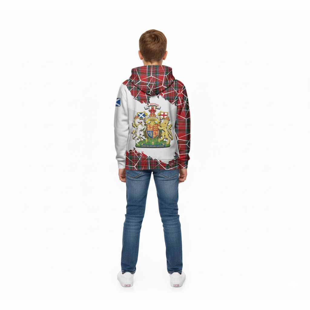 MacBean (MacBain) Tartan Kid Hoodie with Family Crest and Lion Rampant Grunge Style
